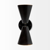 Eris II 7.3x12.6 Black Metal w/Gold Accent Double-Cone Wall Sconce from Mercana - Luna Furniture