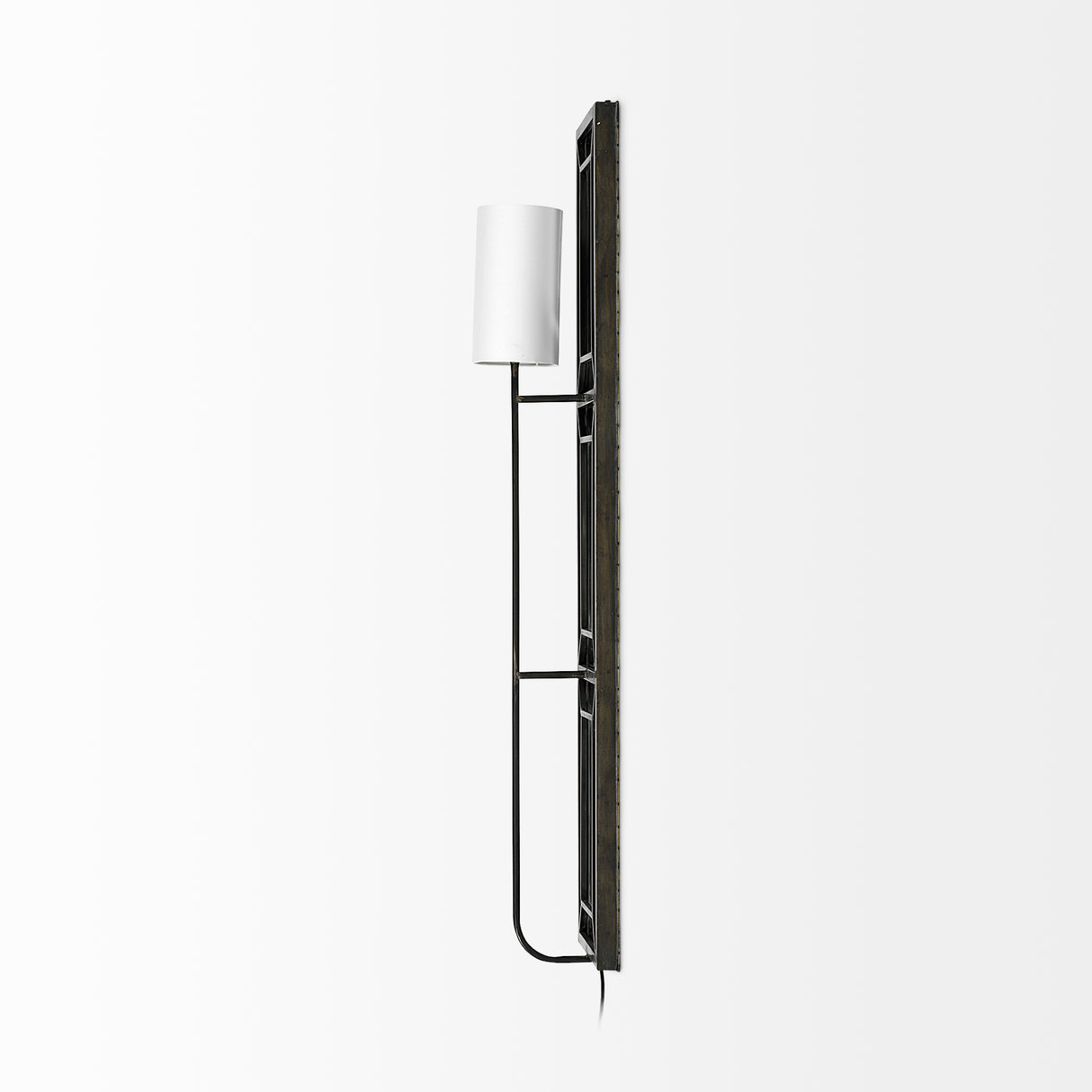 Noah 12.2x55 Black Metal w/White Fabric Shade Rectangular Wall Sconce from Mercana - Luna Furniture