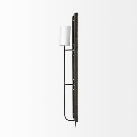 Noah 12.2x55 Black Metal w/White Fabric Shade Rectangular Wall Sconce from Mercana - Luna Furniture