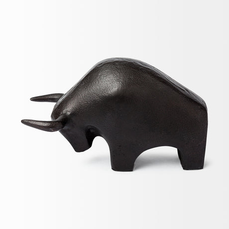 Tauro II 9L x 4W Black Cast Aluminum Raging Bull from Mercana - Luna Furniture
