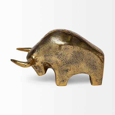 Tauro I 9L x 4W Gold Cast Aluminum Raging Bull from Mercana - Luna Furniture