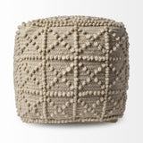 Leroy Square Cream Wool Pouf w/ Popcorn Detail from Mercana - Luna Furniture