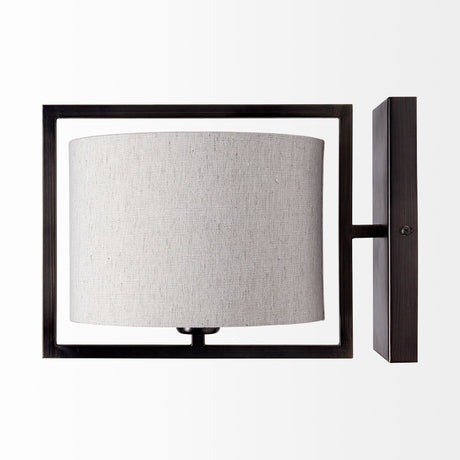 Smithe I 9x13 Black Toned Metal Cream Lampshade Wall Sconce from Mercana - Luna Furniture