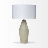 Piven (29.5"H) Beige Ceramic Base White Linen Shade Table Lamp from Mercana - Luna Furniture