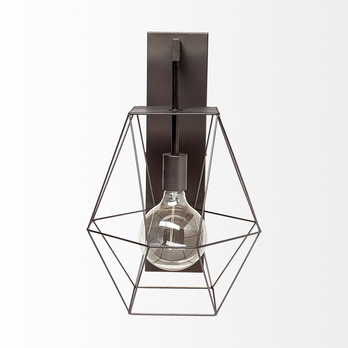 Cordova 12x19 Gray Metal Hanging Bulb Caged Wall Sconce from Mercana - Luna Furniture