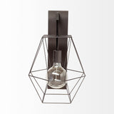 Cordova 12x19 Gray Metal Hanging Bulb Caged Wall Sconce from Mercana - Luna Furniture