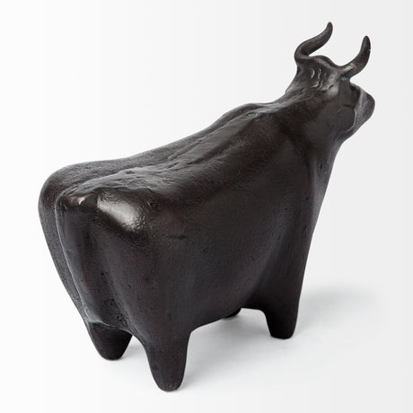 Taurus II 9L x 4W Black Cast Aluminum Bull Decorative Object from Mercana - Luna Furniture