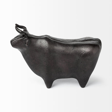 Taurus II 9L x 4W Black Cast Aluminum Bull Decorative Object from Mercana - Luna Furniture