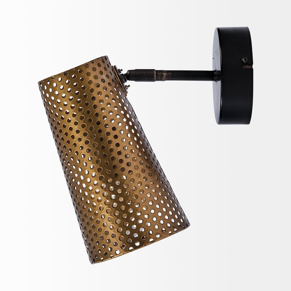 Wesley I 11x10.2 Gold Toned Perforated Metal Cone Wall Sconce from Mercana - Luna Furniture