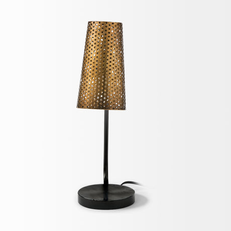 Wesley II (22.4"H) Gold/Black Perforated Metal Shade Table Lamp from Mercana - Luna Furniture