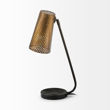 Wesley II (22.4"H) Gold/Black Perforated Metal Shade Table Lamp from Mercana - Luna Furniture