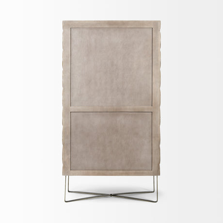 Excelsior II 68.1" H Light Brown Wood Gold Iron Base Storage Cabinet from Mercana - Luna Furniture