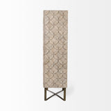 Excelsior II 68.1" H Light Brown Wood Gold Iron Base Storage Cabinet from Mercana - Luna Furniture