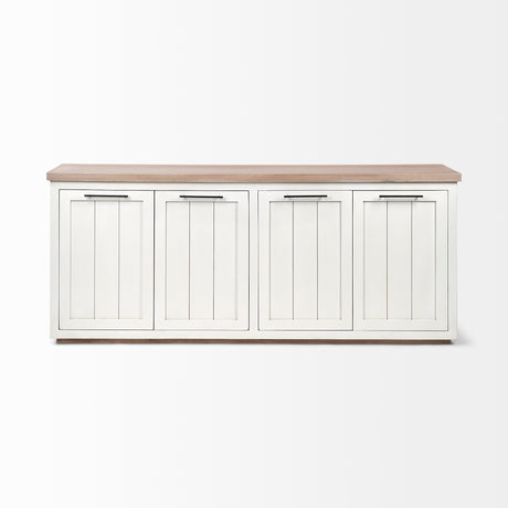 Fairview III Solid Wood Brown Top & White Frame 4 Cabinet Door Sideboard from Mercana - Luna Furniture