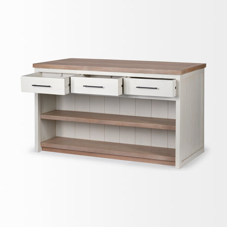 Fairview II White and Brown Two-Tone Stain Solid Wood Kitchen Island from Mercana - Luna Furniture