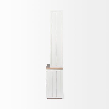 Fairview I White and Medium Brown Wood Three Shelf Shelving Unit from Mercana - Luna Furniture