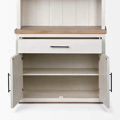 Fairview I White and Medium Brown Wood Three Shelf Shelving Unit from Mercana - Luna Furniture