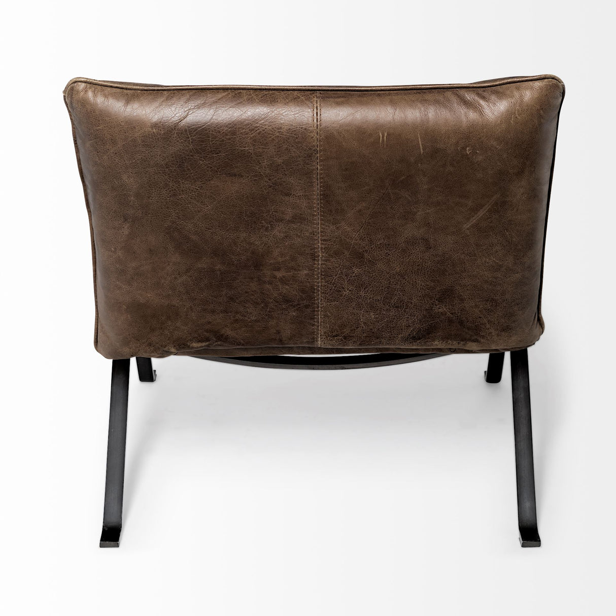 Flavelle I Brown Leather Cushion Seat and Solid Iron Base Accent Chair from Mercana - Luna Furniture