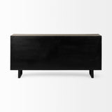Bellefontaine II 68x15.5 Brown Fir Veneer Frame 4 Fabric Covered Cabinet Door Sideboard from Mercana - Luna Furniture