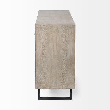 Giselle II Brown Fir Veneer W/Black Metal Leg 9 Drawer Sideboard from Mercana - Luna Furniture