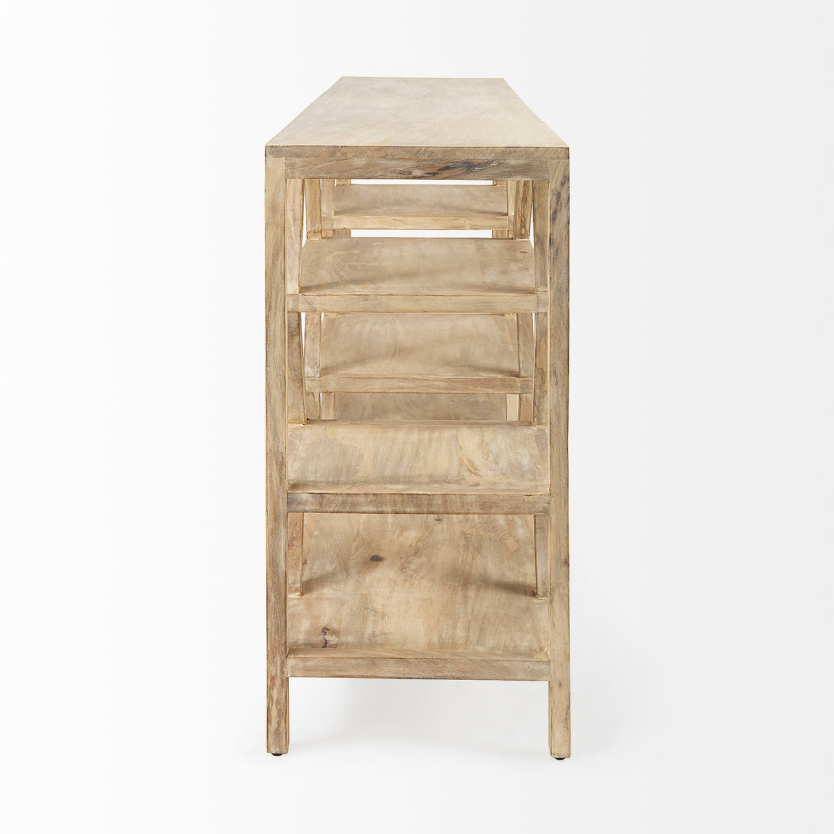 Dayton II 66L x 16W Natural Wooden Multi-Level Shelf Console Table from Mercana - Luna Furniture