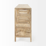 Dayton II 66L x 16W Natural Wooden Multi-Level Shelf Console Table from Mercana - Luna Furniture