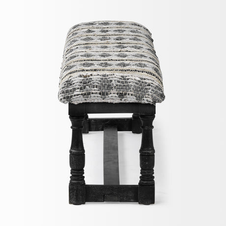 Denison II 56L x 15W Black Wood Base Woven-Leather Cushion Top Accent Bench from Mercana - Luna Furniture