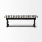Denison II 56L x 15W Black Wood Base Woven-Leather Cushion Top Accent Bench from Mercana - Luna Furniture