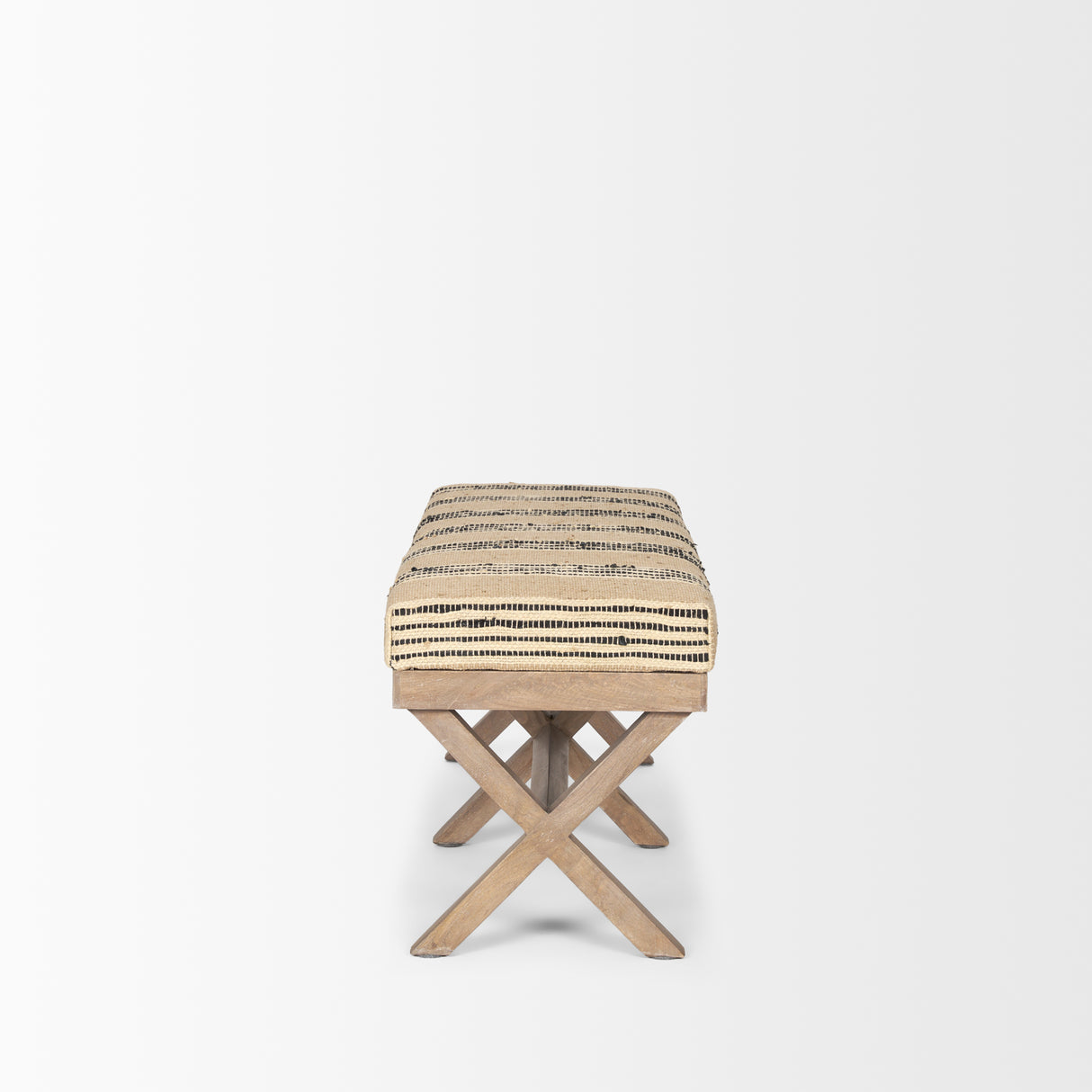 Solis 50L x 16W Brown Base Upholstered Beige/Black Stripe Seat Accent Bench from Mercana - Luna Furniture