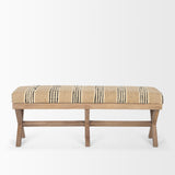 Solis 50L x 16W Brown Base Upholstered Beige/Black Stripe Seat Accent Bench from Mercana - Luna Furniture