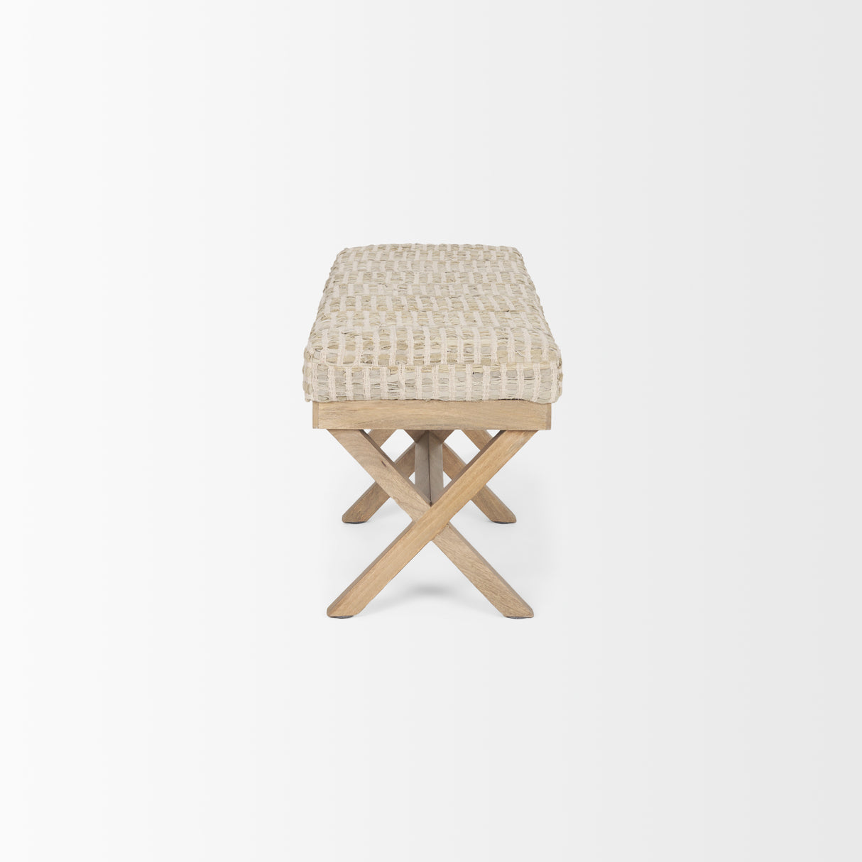 Solis II 50L x 16W Brown Base Beige Woven Leather Cushion Accent Bench from Mercana - Luna Furniture