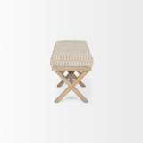 Solis II 50L x 16W Brown Base Beige Woven Leather Cushion Accent Bench from Mercana - Luna Furniture