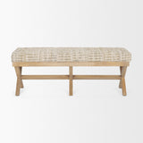 Solis II 50L x 16W Brown Base Beige Woven Leather Cushion Accent Bench from Mercana - Luna Furniture