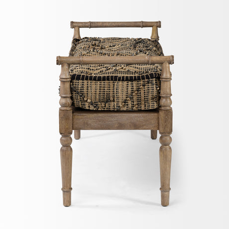 Fullerton II 57L x 21W Jute Patterned Top W/Brown Wood Base Accent Bench from Mercana - Luna Furniture