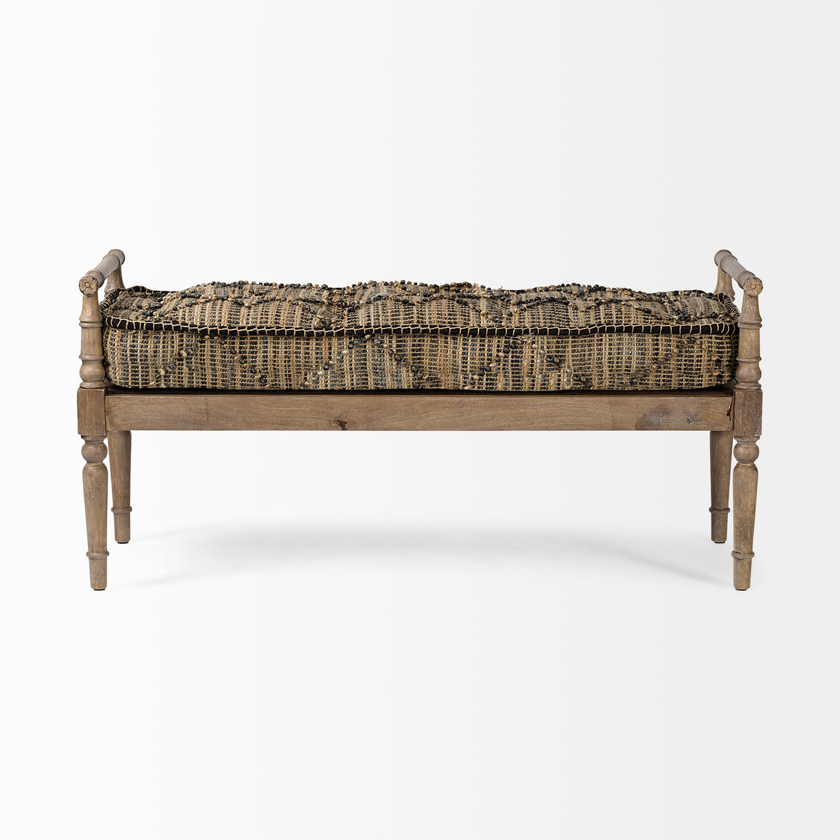 Fullerton II 57L x 21W Jute Patterned Top W/Brown Wood Base Accent Bench from Mercana - Luna Furniture