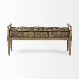 Fullerton II 57L x 21W Jute Patterned Top W/Brown Wood Base Accent Bench from Mercana - Luna Furniture