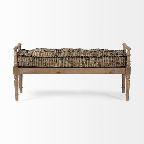 Fullerton II 57L x 21W Jute Patterned Top W/Brown Wood Base Accent Bench from Mercana - Luna Furniture