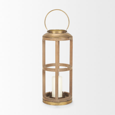 Andy II Small Natural Wood Cylindrical Lantern from Mercana - Luna Furniture