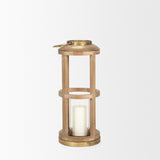 Andy II Small Natural Wood Cylindrical Lantern from Mercana - Luna Furniture