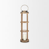 Andy I Large Natural Wood Cylindrical Lantern from Mercana - Luna Furniture