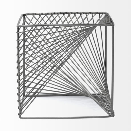 Rochon 8L x 8W Gray Metal Decorative Cube from Mercana - Luna Furniture