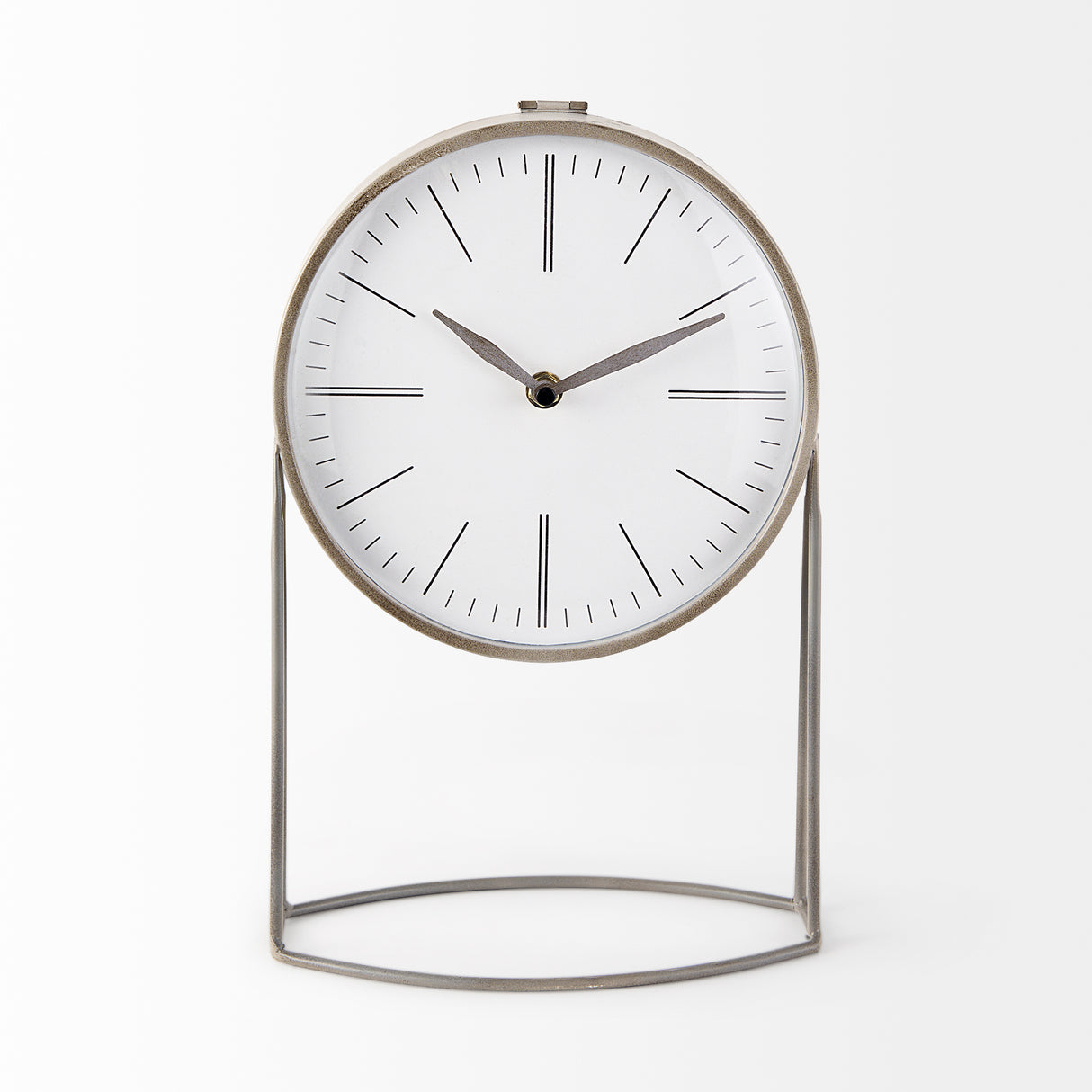 Aurus Matte Gray Metal Table Clock from Mercana - Luna Furniture