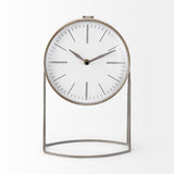 Aurus Matte Gray Metal Table Clock from Mercana - Luna Furniture