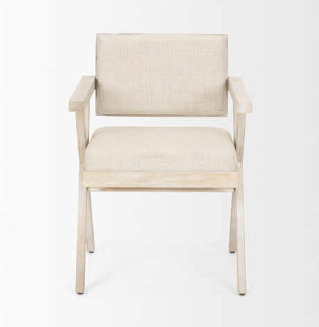 Topanga I Cream Fabric Wrap Blonde Wooden Frame Dining Chair from Mercana - Luna Furniture