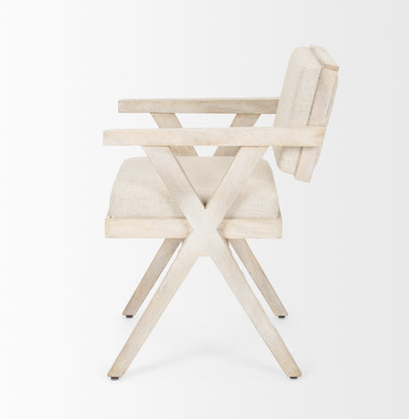Topanga I Cream Fabric Wrap Blonde Wooden Frame Dining Chair from Mercana - Luna Furniture