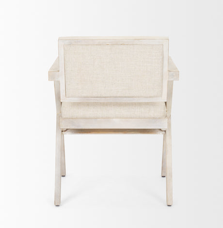 Topanga I Cream Fabric Wrap Blonde Wooden Frame Dining Chair from Mercana - Luna Furniture