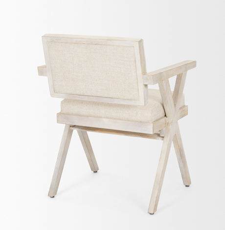 Topanga I Cream Fabric Wrap Blonde Wooden Frame Dining Chair from Mercana - Luna Furniture