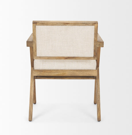 Topanga I Cream Fabric Wrap Medium Brown Wooden Frame Dining Chair from Mercana - Luna Furniture