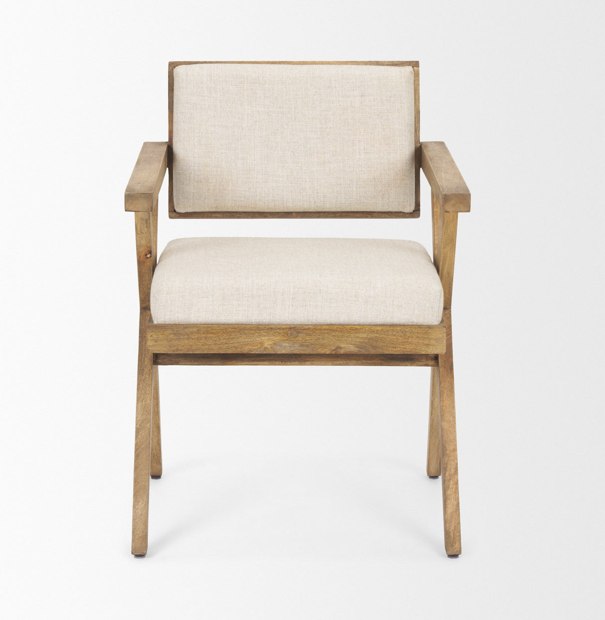 Topanga I Cream Fabric Wrap Medium Brown Wooden Frame Dining Chair from Mercana - Luna Furniture