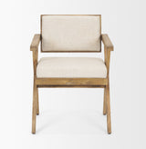 Topanga I Cream Fabric Wrap Medium Brown Wooden Frame Dining Chair from Mercana - Luna Furniture